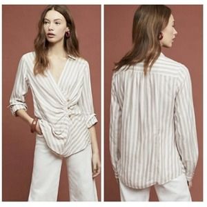 Anthropologie Maeve Wrap Surplice Shirt Top